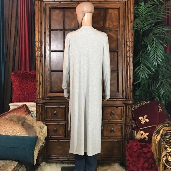 NWOT Cuddle Duds Gray Side Slit High Low Modal Rib Knit Duster Cardigan - Picture 7 of 16